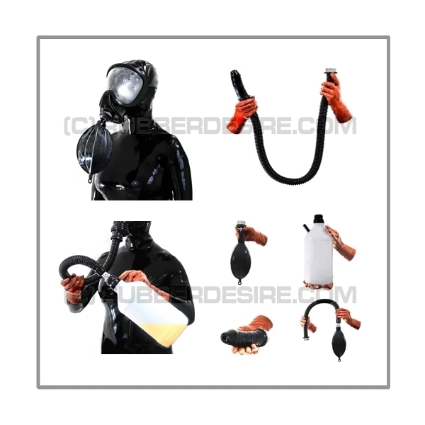 Deluxe Draeger ELITE gasmask-zipperhood-system ULTIMATE-E with tube-set, sniffdildo, inhaler-set and rebreathing-bag-set